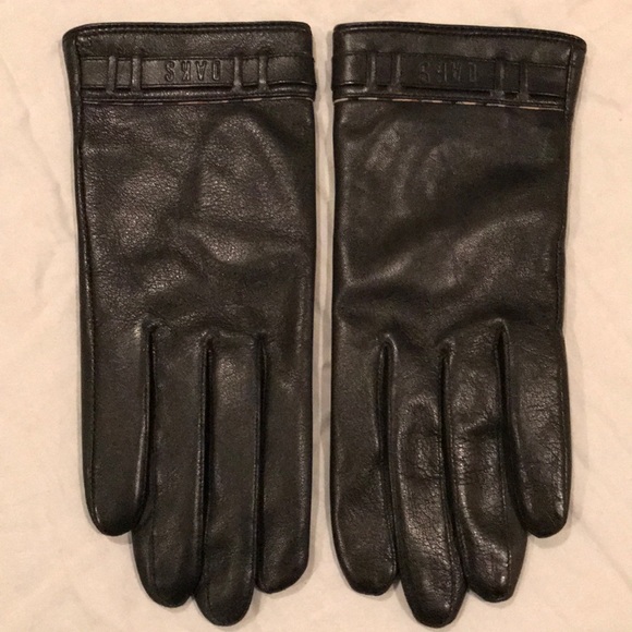 DAKS black leather gloves size 21 - Picture 3 of 8